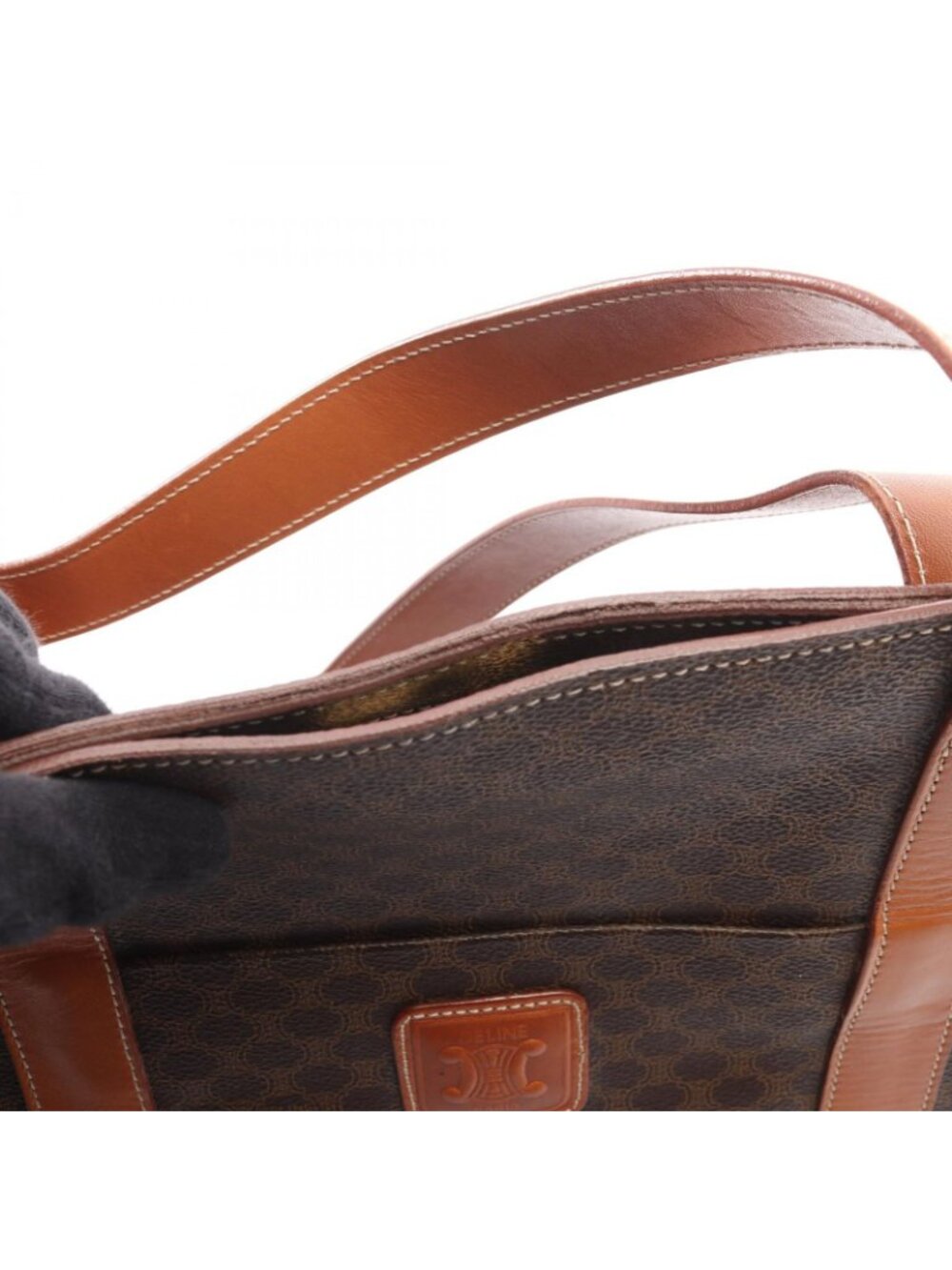 Celine Tote Macadam Dark Brown Canvas Leather - Picture 9 of 11